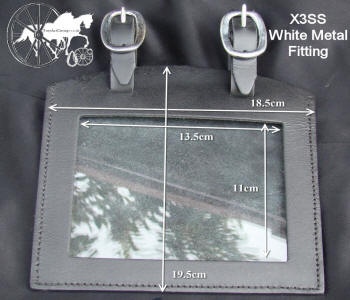 Leather Horse Carriage Number Holder White Metal Fittings