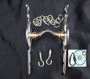 Liverpool Soft Port Three Slot Carriage Driving Bit Fixed Cheek  With Copper Rollers