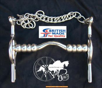 British Made Liverpool Fixed Cheek Two Slot Soft Port Carriage Driving Bit With Stainless Rollers