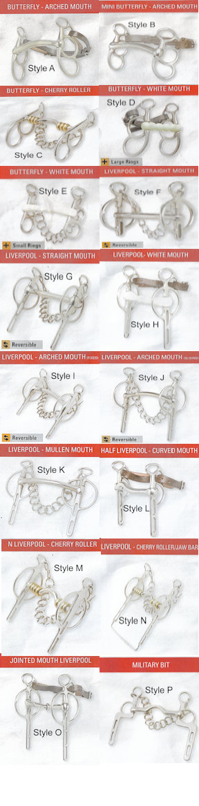 16 styles of Zilco Carriage driving Horse Bits