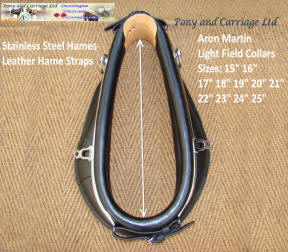 Light Field Working Collar Black With Stainless Steel Hames And Leather Hame Straps Aron Martin